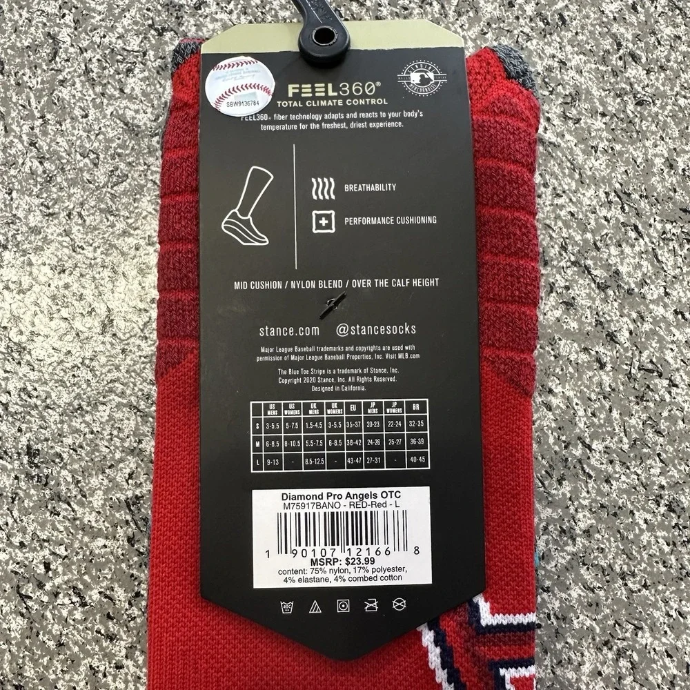 Stance Socks Mens L 9-13 OTC MLB Los Angeles Angels Diamond Pro Baseball Trout